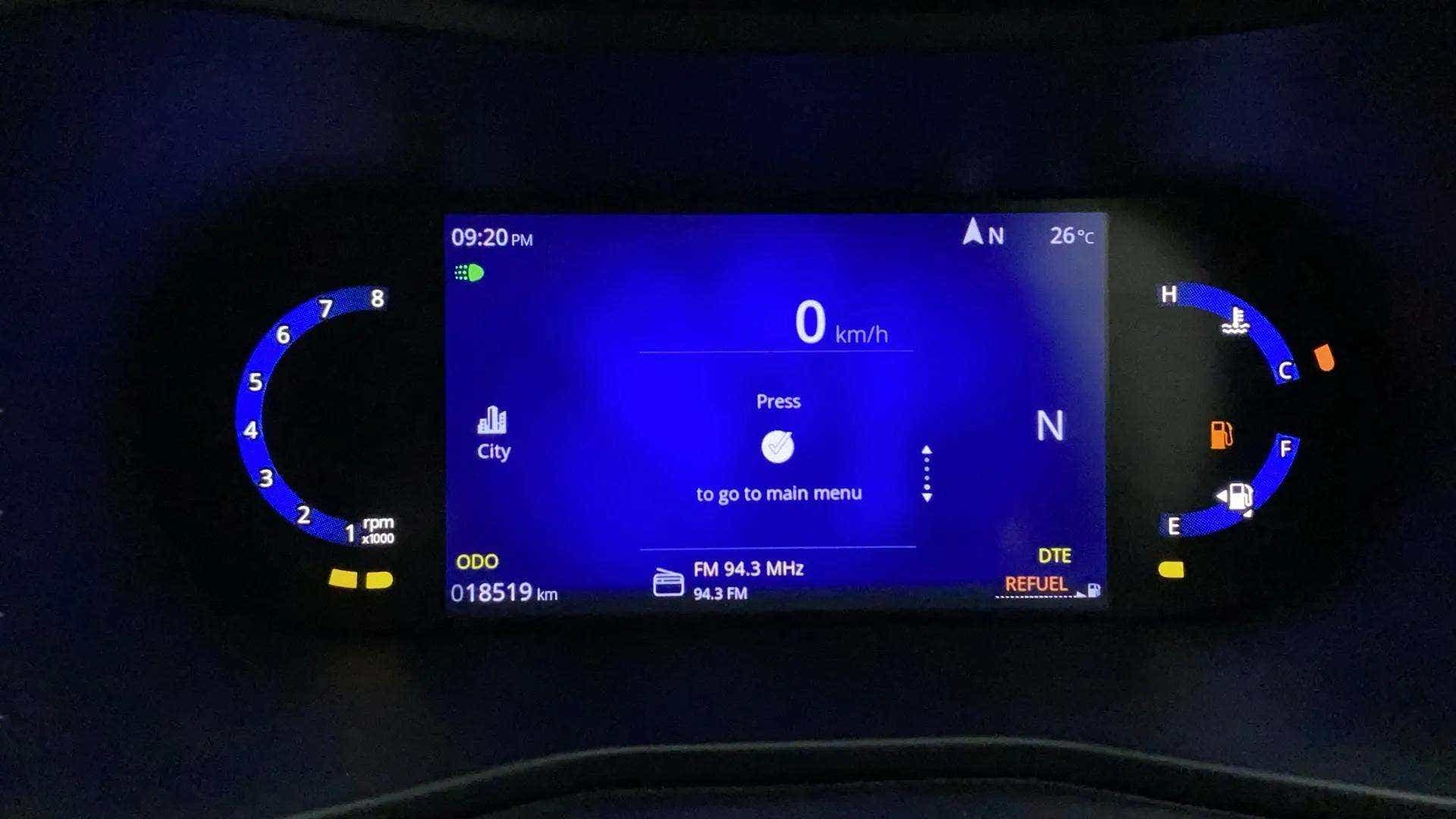 Instrument cluster of a Tata Nexon