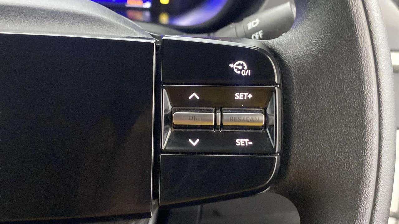 Steering wheel controls close-up of a Tata Nexon