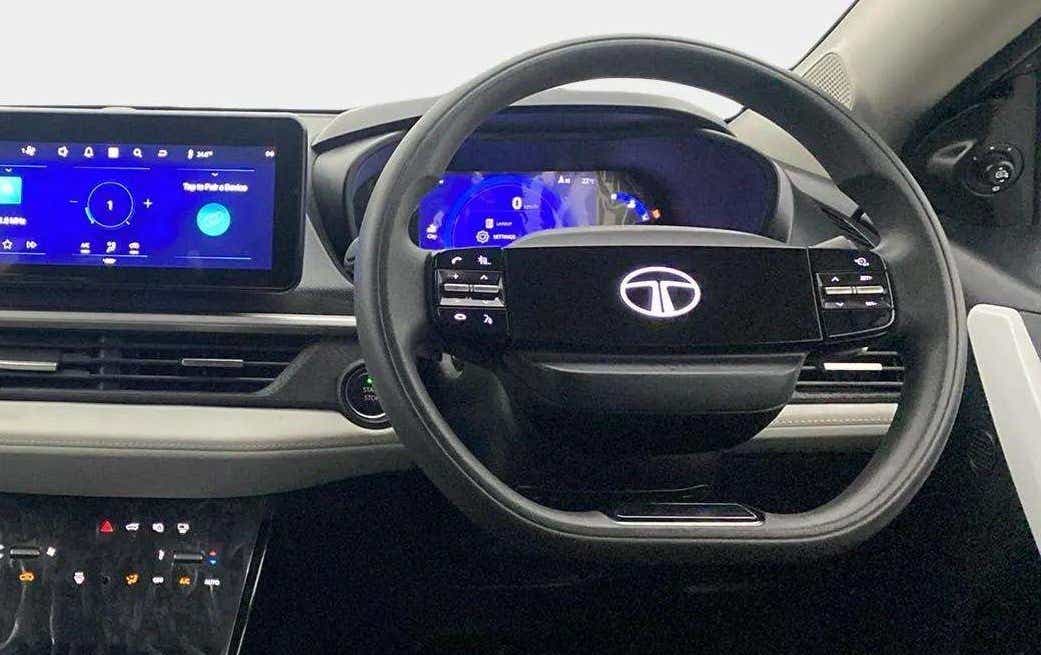 Dashboard and steering wheel of a Tata Nexon