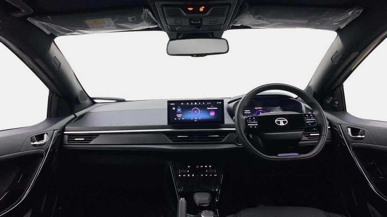 Dashboard and steering view of a Tata Nexon