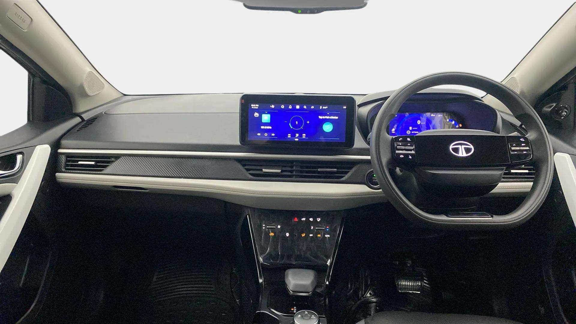Dashboard and steering wheel of a Tata Nexon