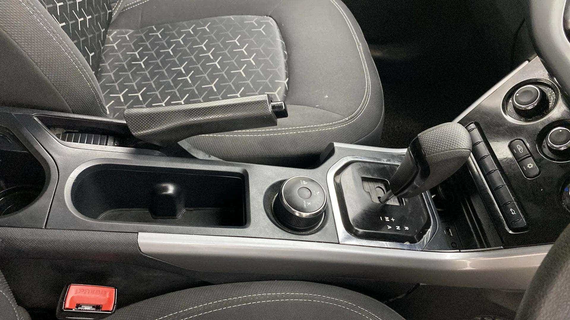 Interior center console and gear shifter of a Tata Nexon 2017-2023