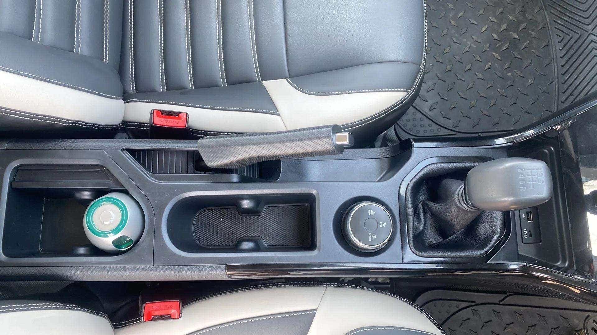 Central console and gear shifter of a Tata Nexon