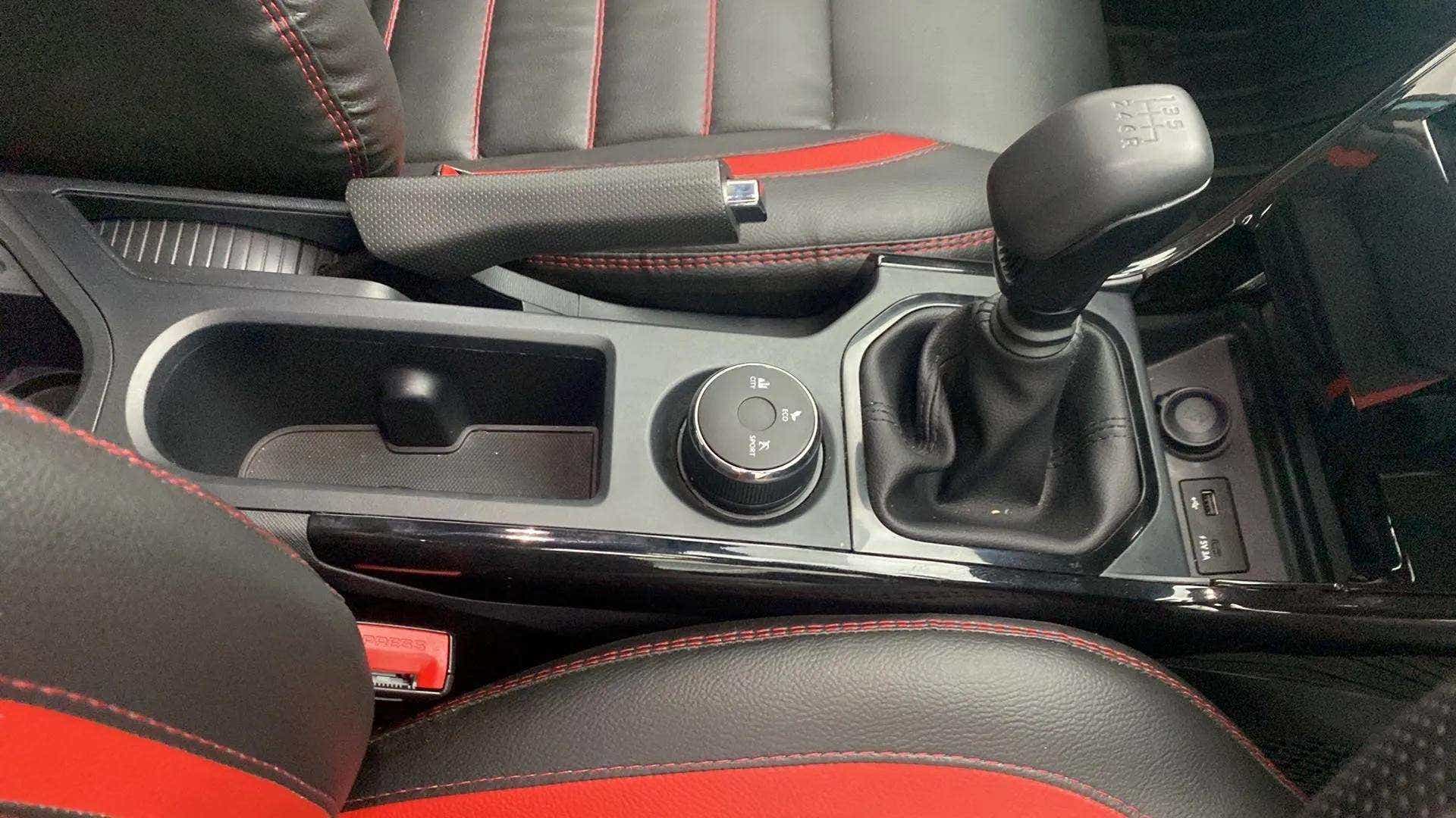 Center console and gear shifter of a Tata Nexon