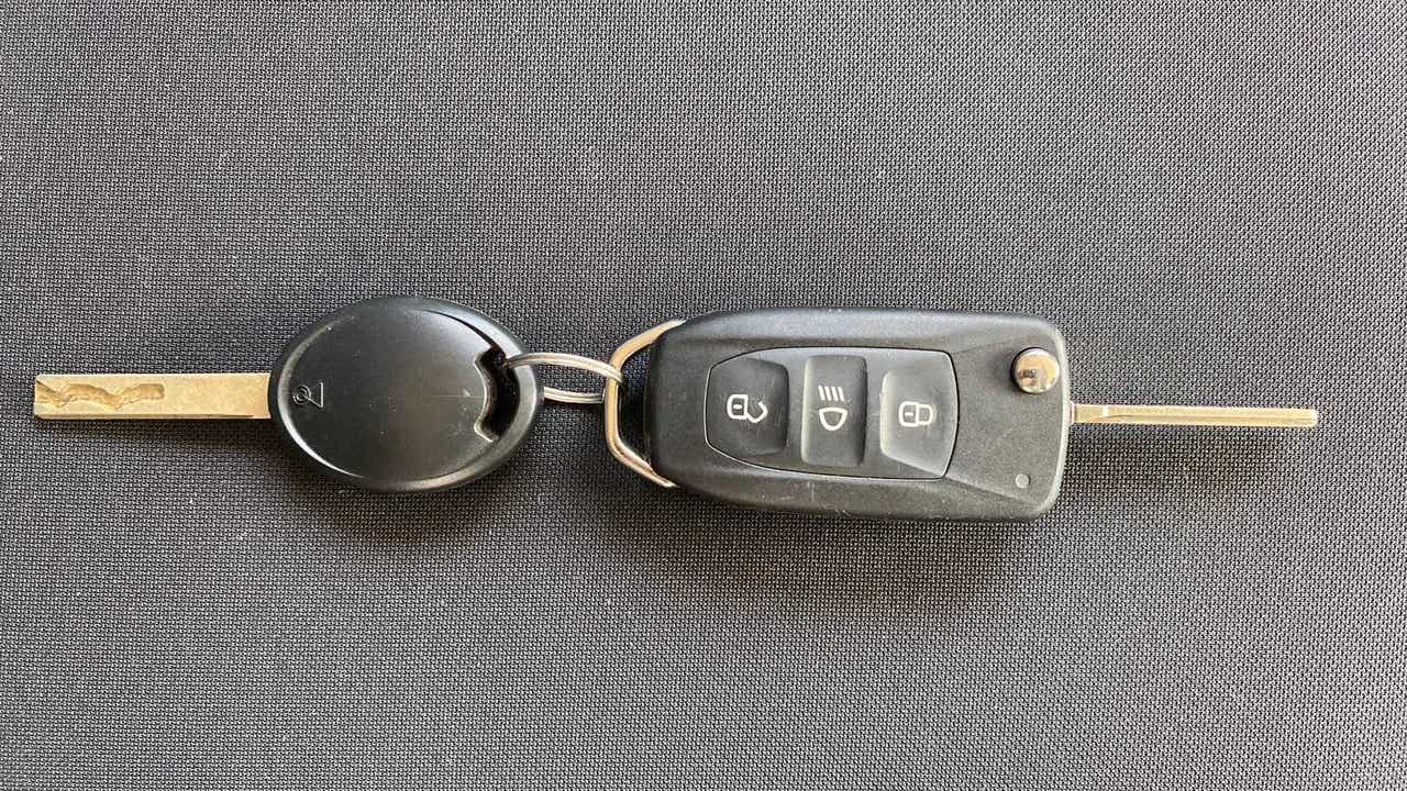 Close-up of a car key fob for a Tata Nexon 2017-2023