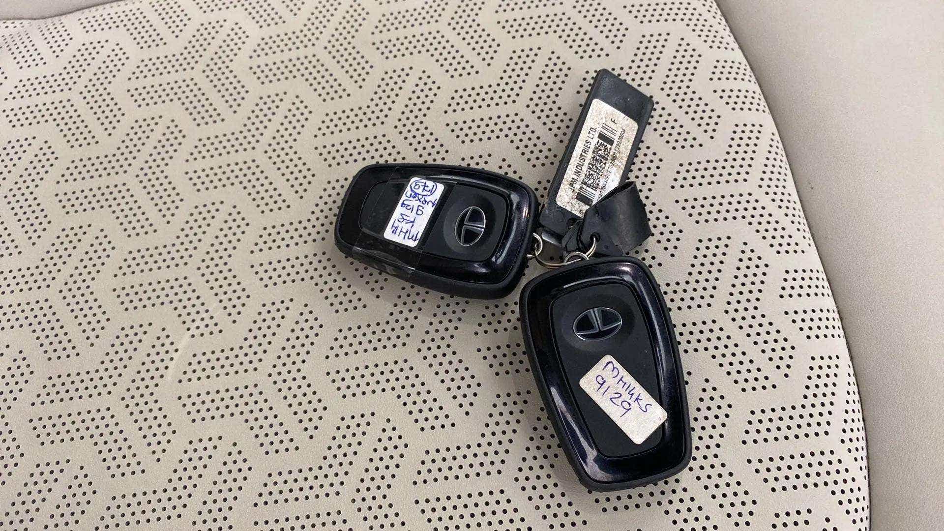 Close-up of key fobs of a Tata Nexon 2017-2023