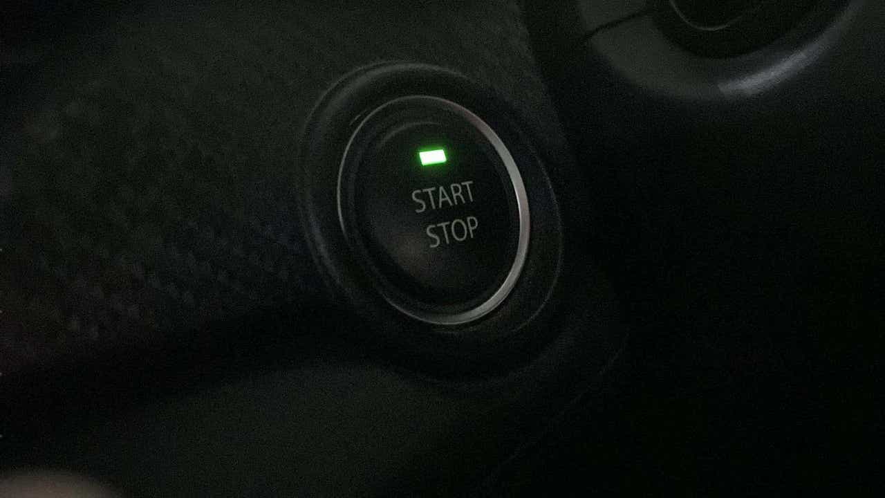 Close-up of the start stop button in a Tata Nexon