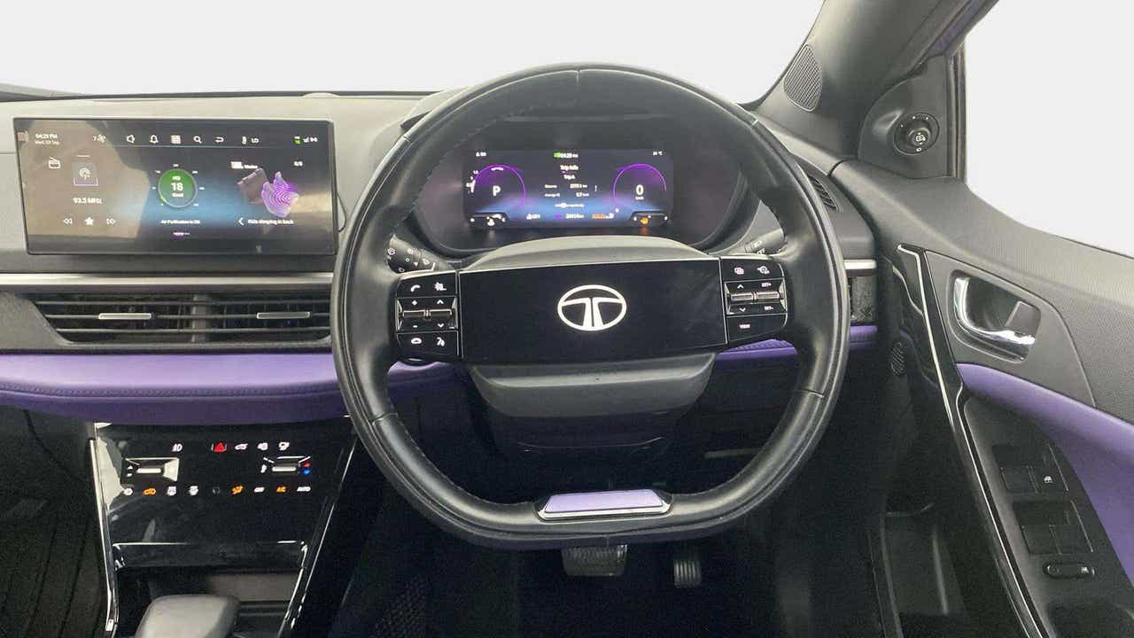 Dashboard and steering wheel of a Tata Nexon