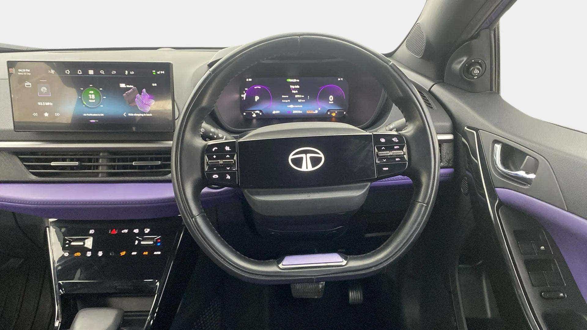 Dashboard and steering wheel of a Tata Nexon