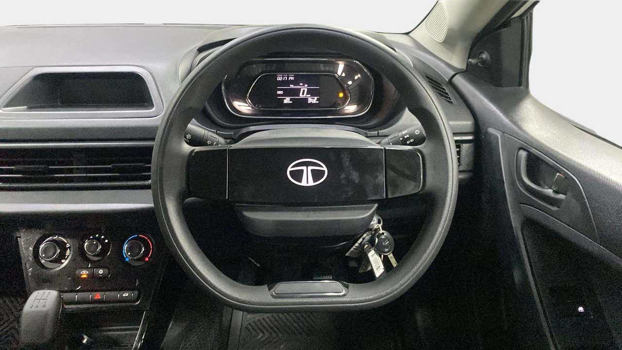 Dashboard and steering wheel of a Tata Nexon