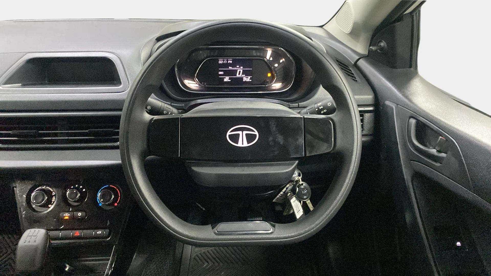 Dashboard and steering wheel of a Tata Nexon