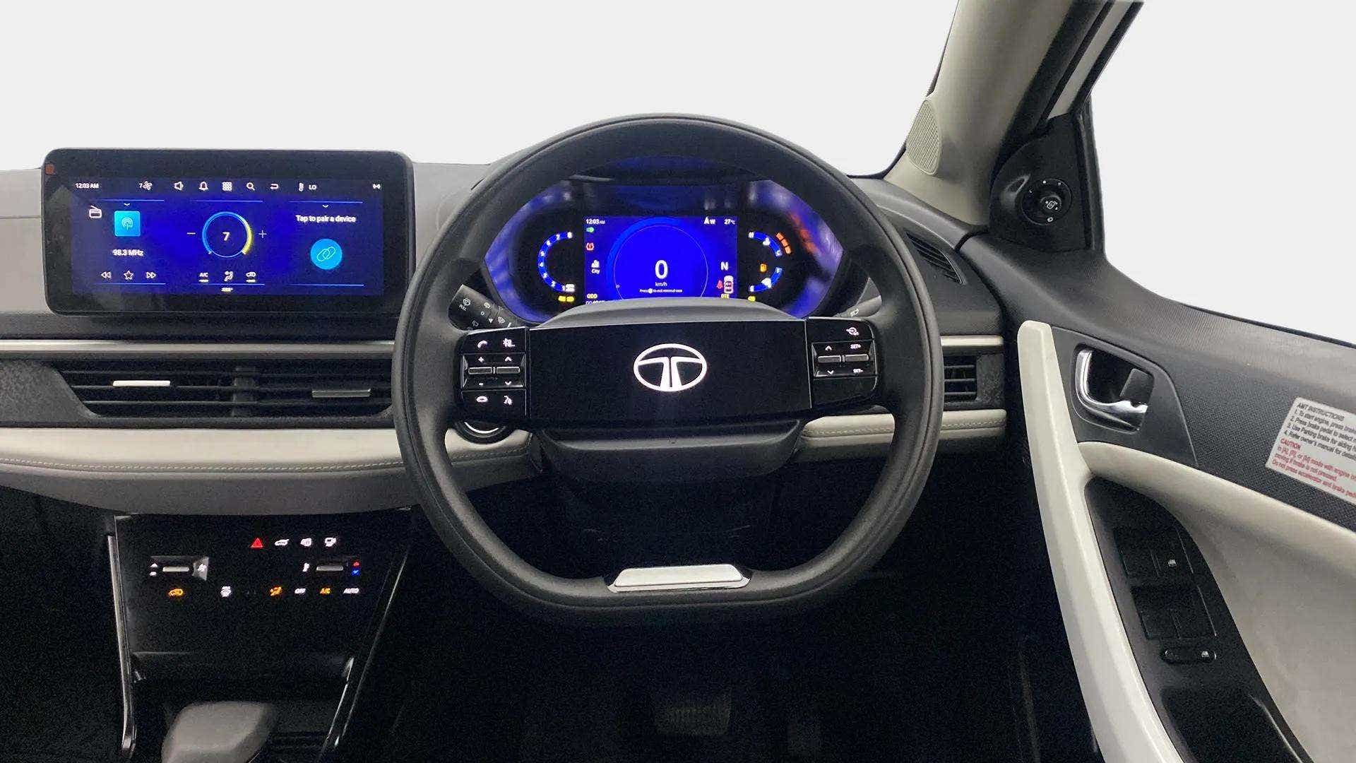 Interior dashboard view of a Tata Nexon