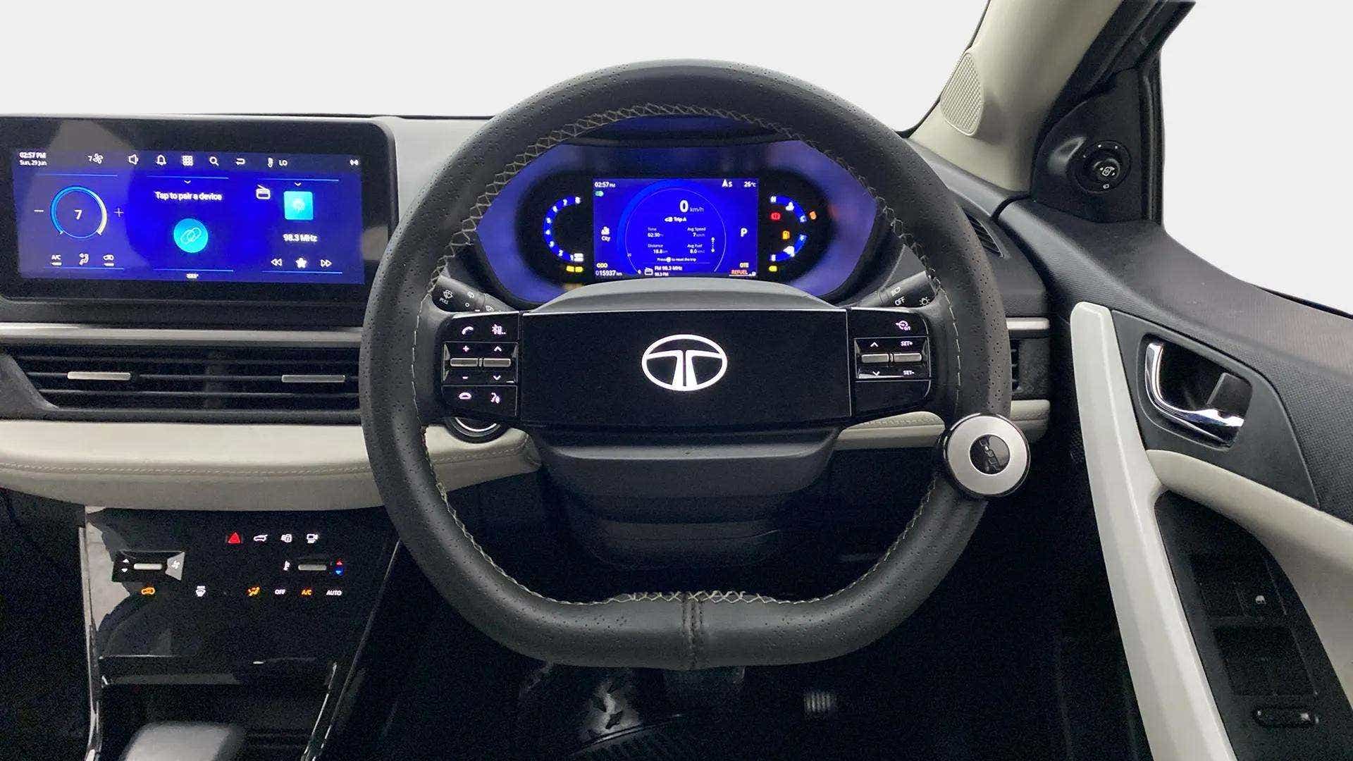 Interior dashboard view of a Tata Nexon