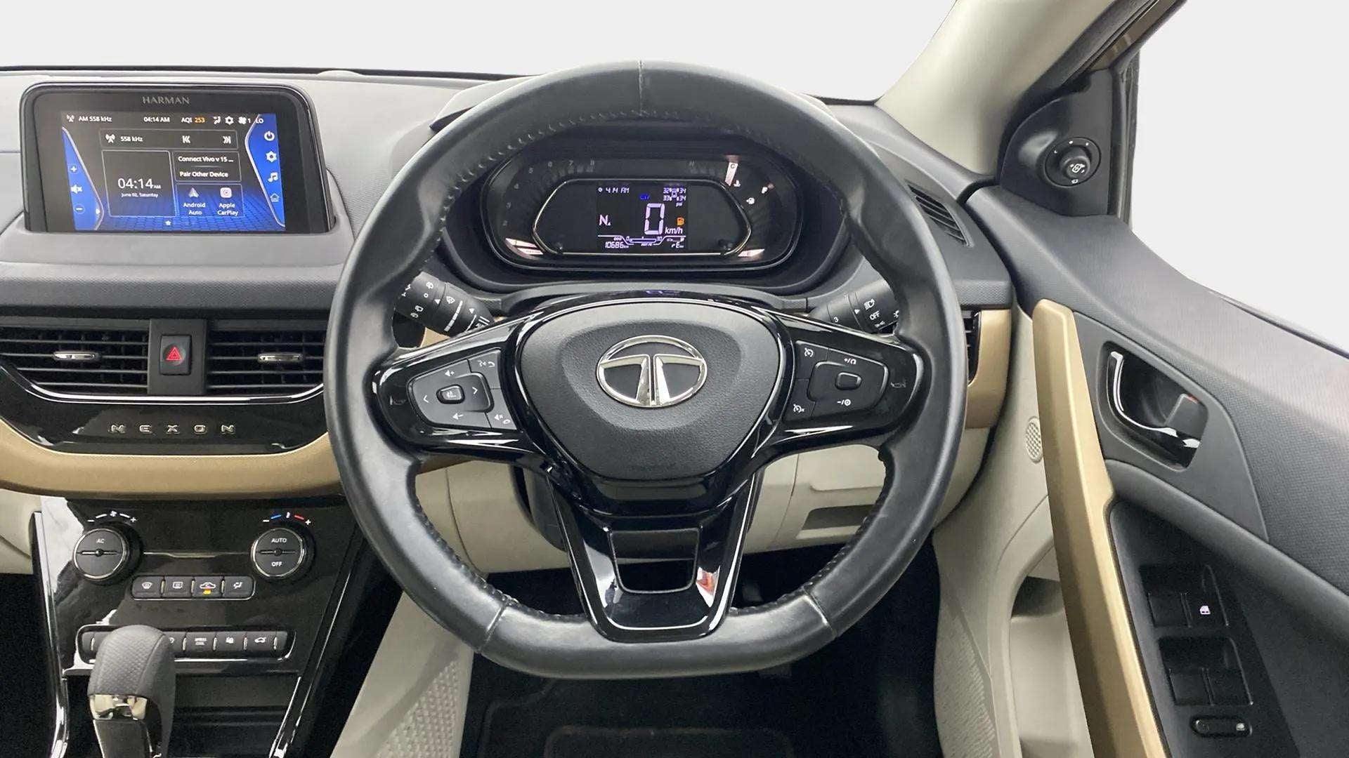 Dashboard and steering wheel of a Tata Nexon 2017-2023