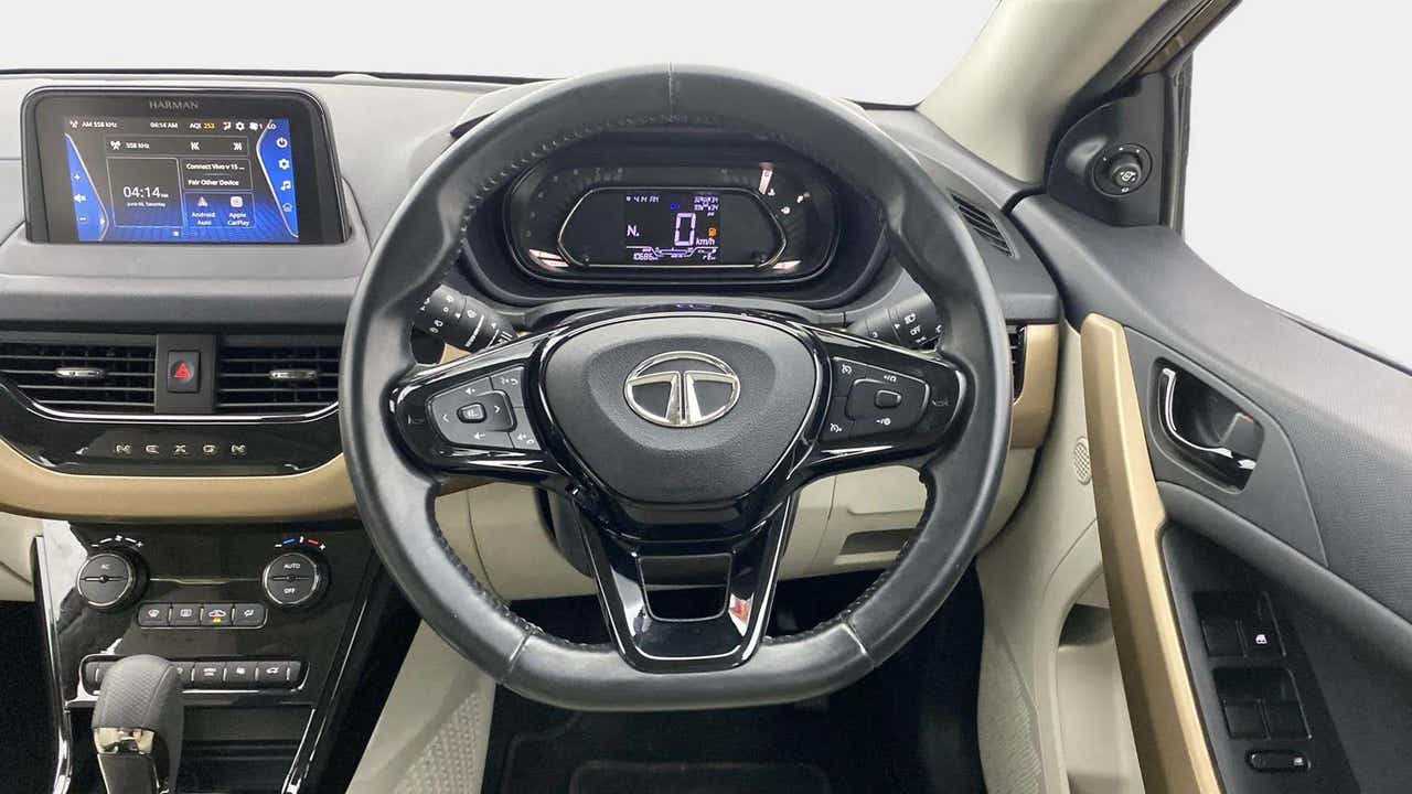 Dashboard and steering wheel of a Tata Nexon 2017-2023