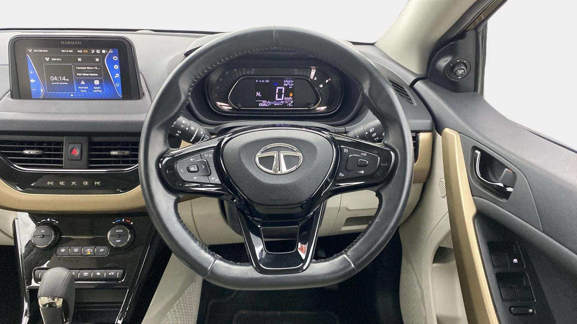 Dashboard and steering wheel of a Tata Nexon 2017-2023