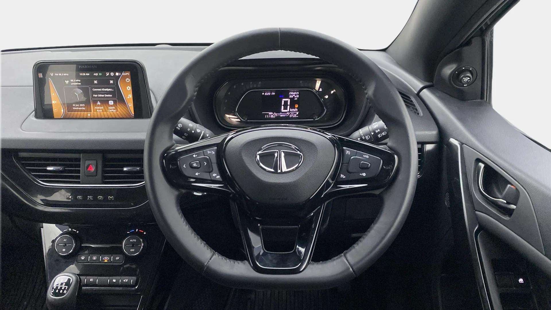 Dashboard and steering wheel of a Tata Nexon 2017-2023