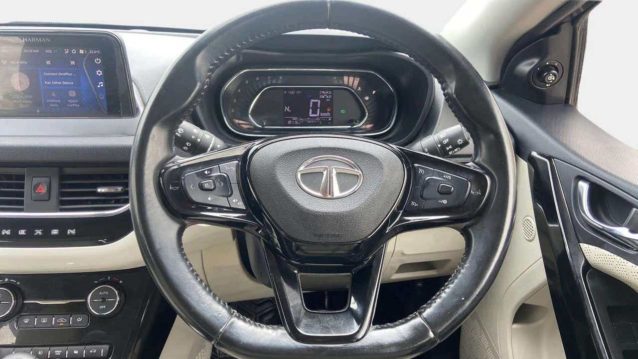Steering wheel and dashboard of a Tata Nexon 2017-2023