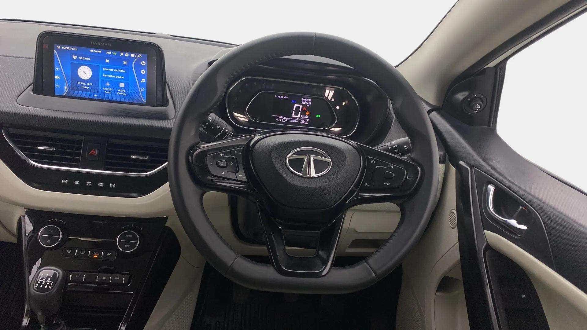 Dashboard and steering wheel of a Tata Nexon 2017-2023