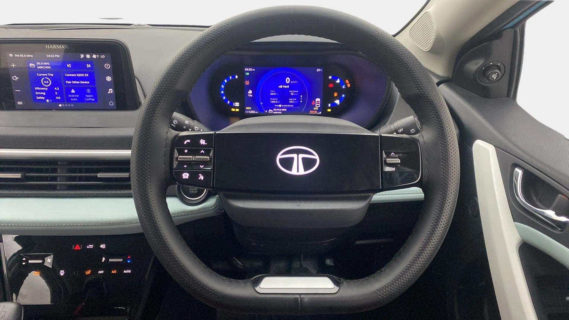 Steering wheel and dashboard of a Tata Nexon