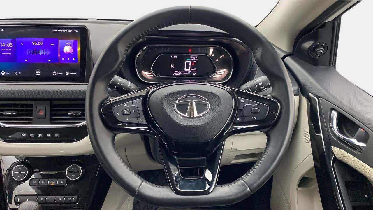 Steering wheel and dashboard of a Tata Nexon 2017-2023