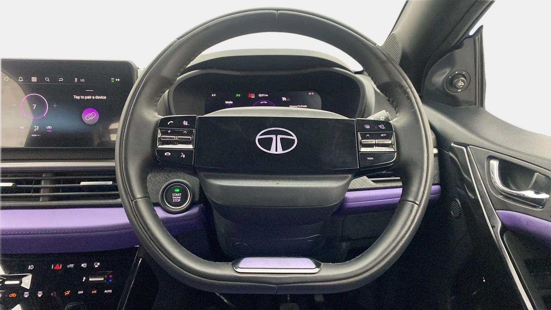 Steering wheel and dashboard of a Tata Nexon 2017-2023