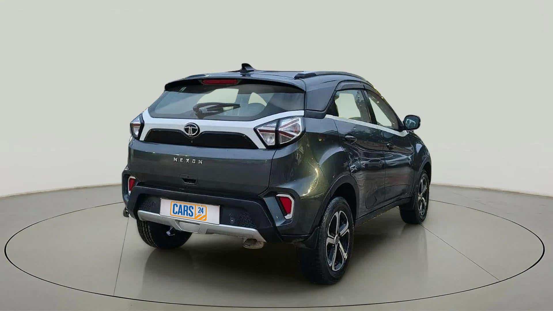Rear three-quarter view of a Tata Nexon 2017-2023