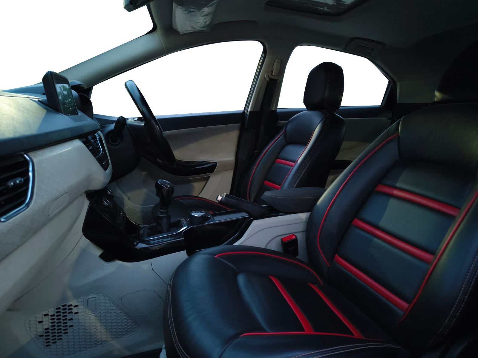 Interior front seats and dashboard of a Tata Nexon 2017-2023