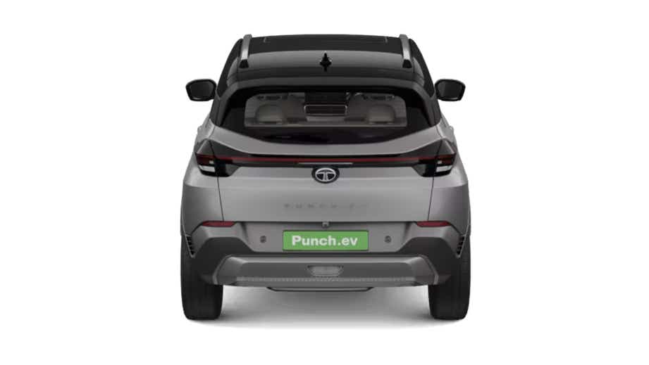 Rear view of a pure grey Tata Punch EV Facelift