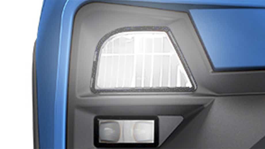 Headlight close-up of a black Tata Punch Facelift