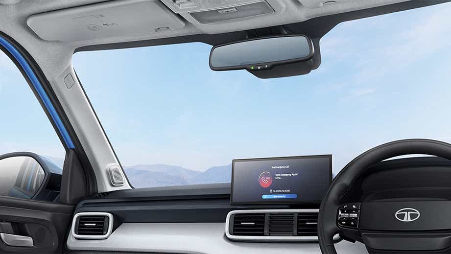 Interior dashboard of a black Tata Punch Facelift