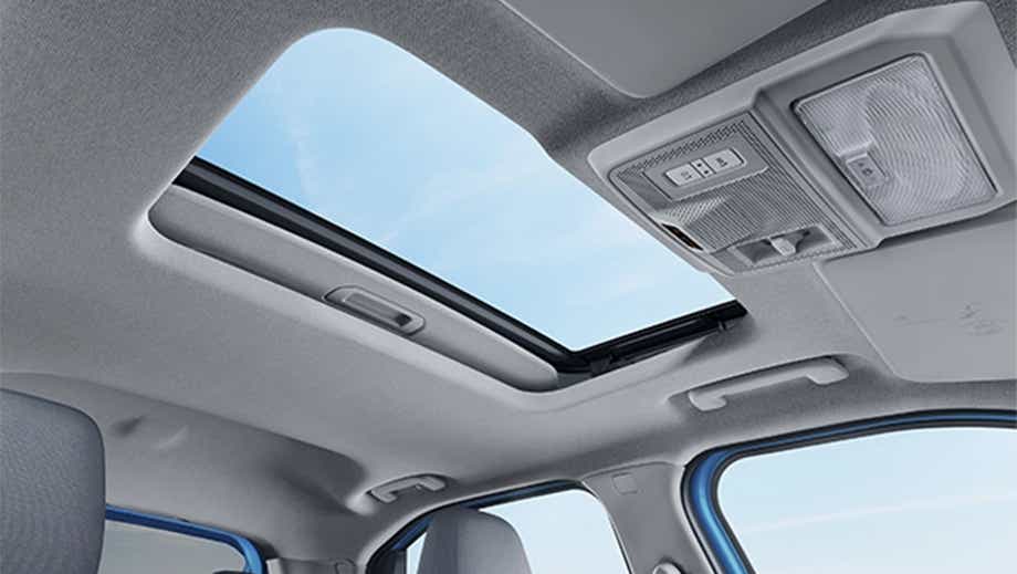 Sunroof and roof controls of a black Tata Punch Facelift