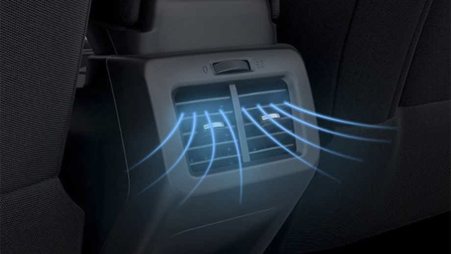 Rear ac vent close-up of a black Tata Punch Facelift