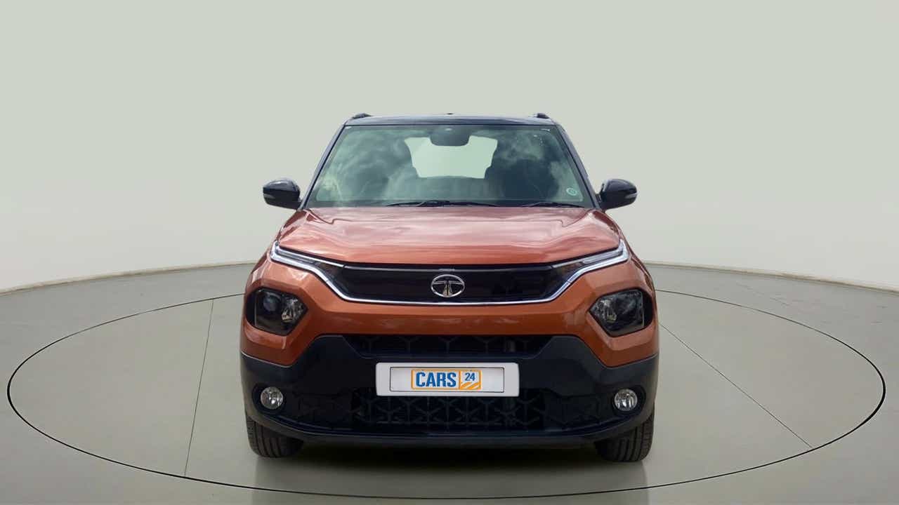 Front view of a Atomic Orange Tata Punch