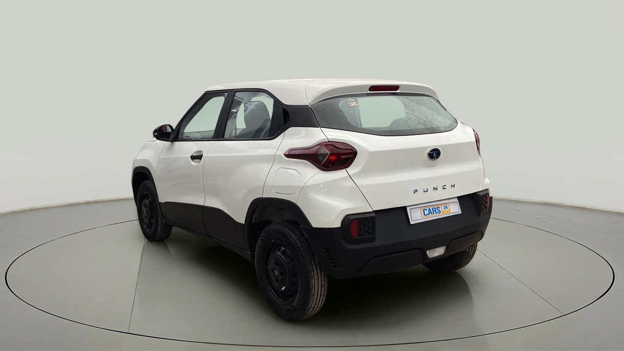 Rear three-quarter view of a Orcus White Tata Punch