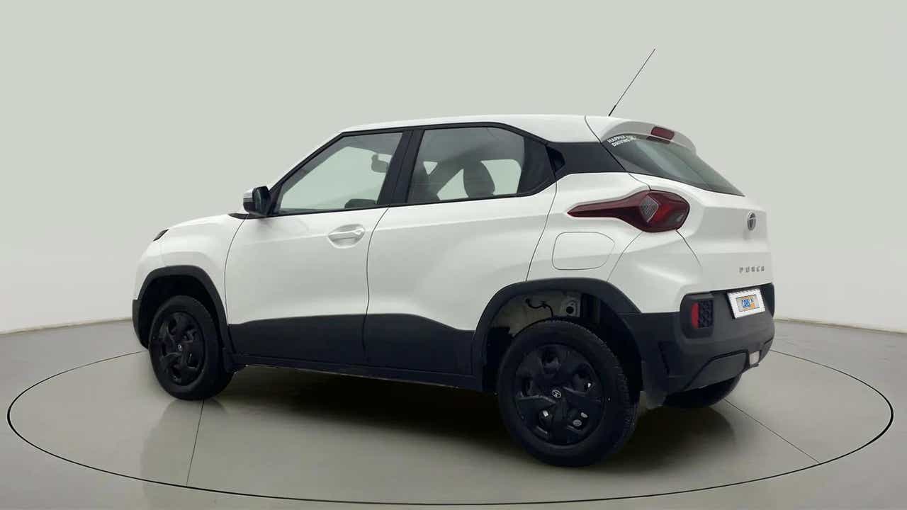 Rear three-quarter view of a Orcus White Tata Punch