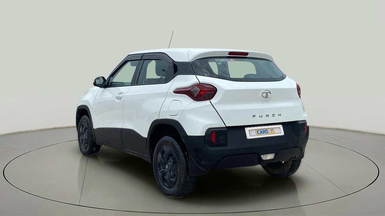 Rear three-quarter view of a Orcus White Tata Punch