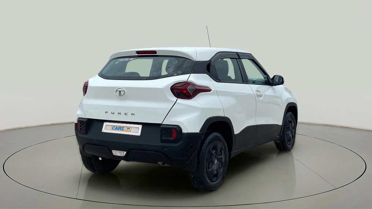 Rear three-quarter view of a Orcus White Tata Punch