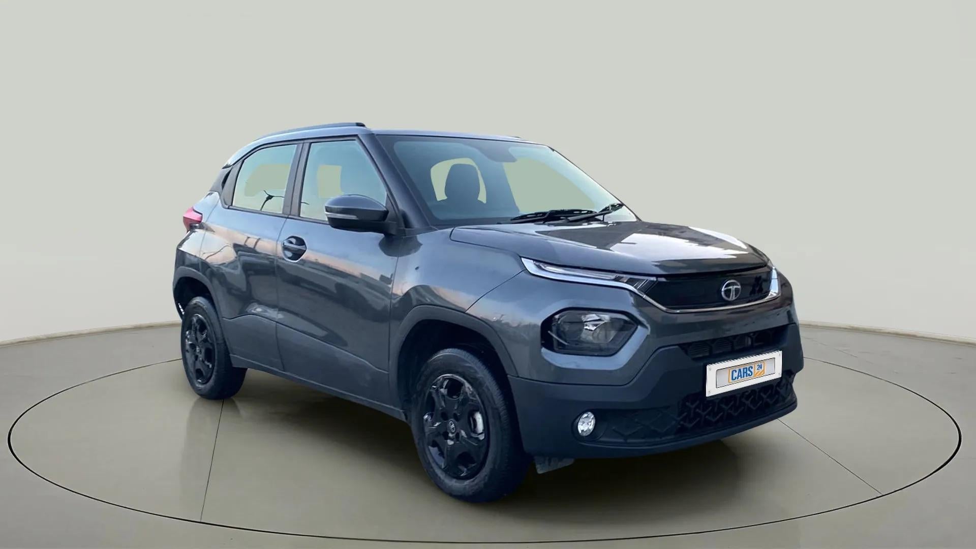 Front three-quarter view of a daytona grey Tata Punch