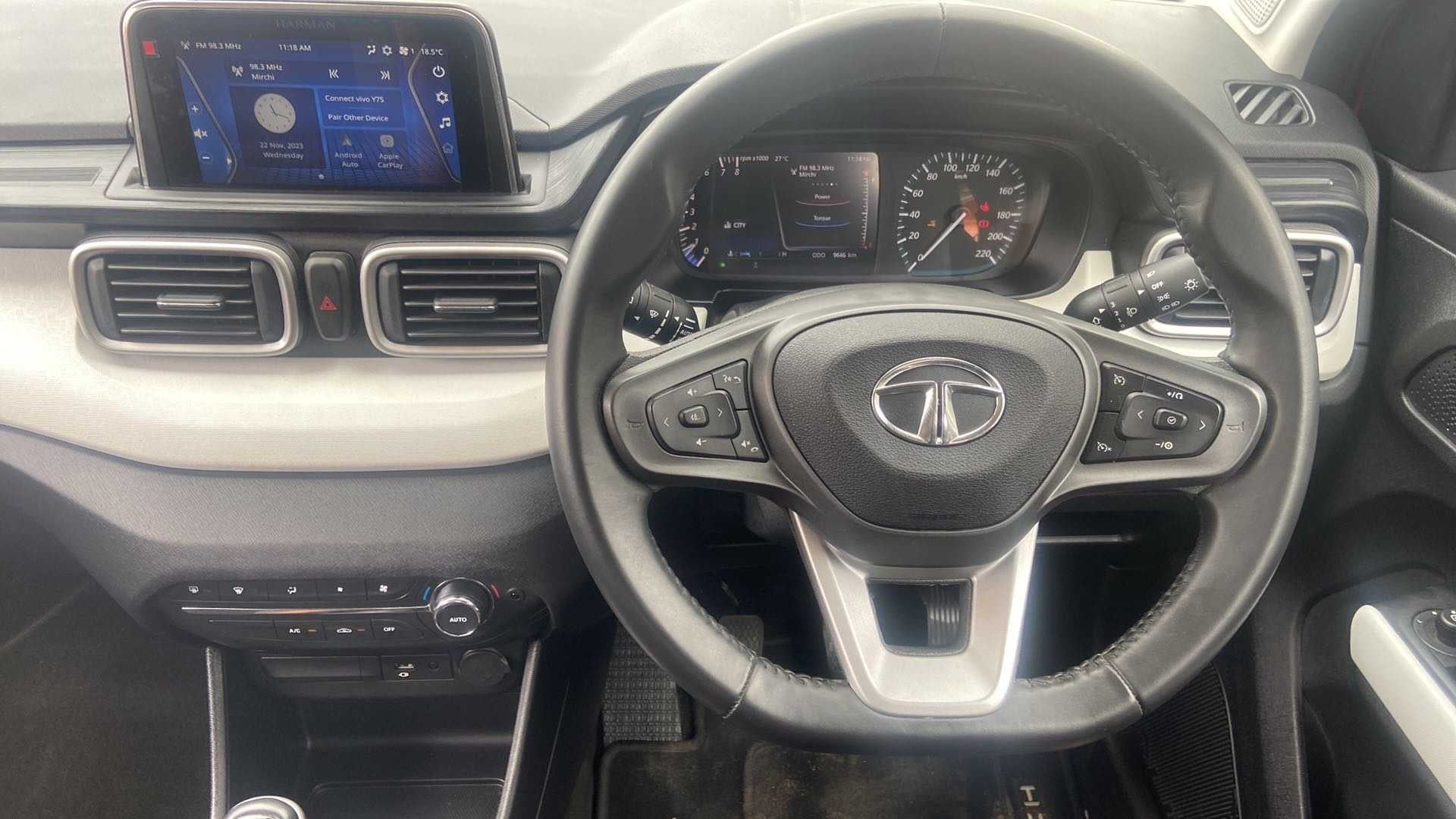 Dashboard and steering wheel of a Tata Punch