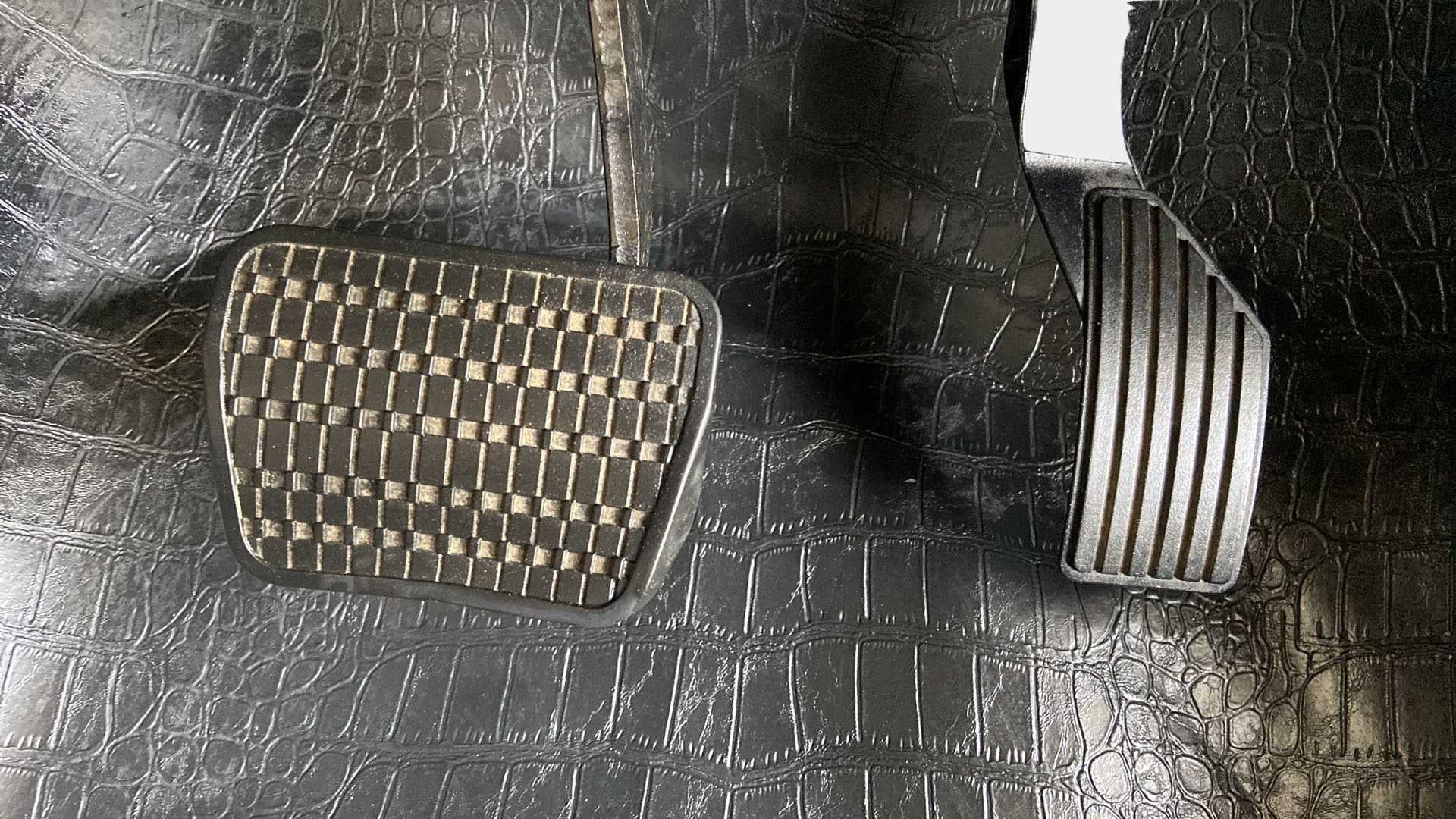 Close-up of the foot pedals of a Tata Punch