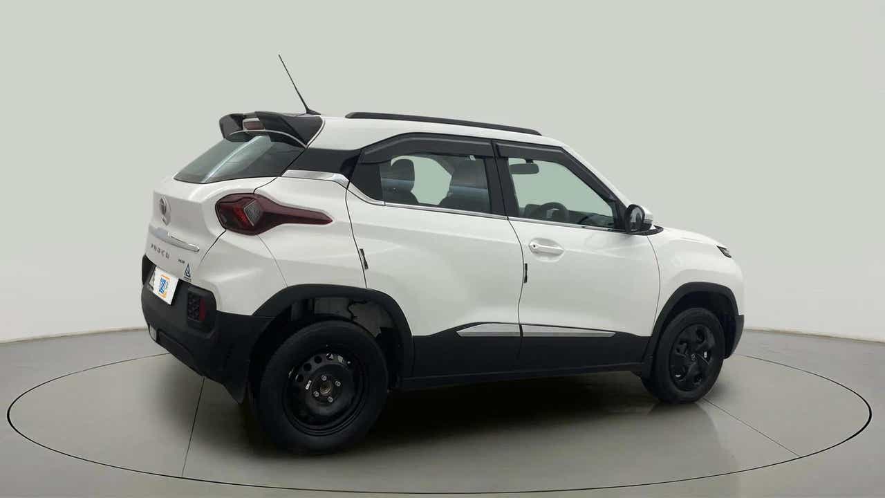 Rear three-quarter view of a Orcus White Tata Punch