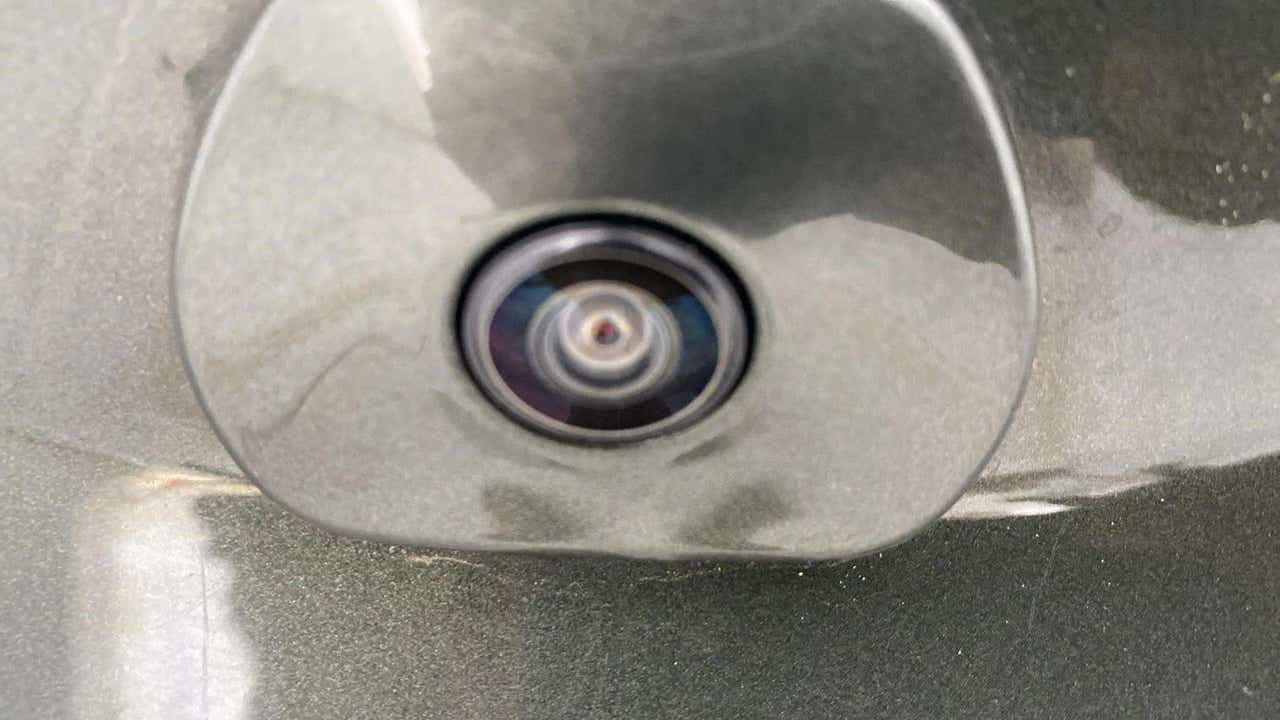 Close-up of the rear view camera of a Tata Punch