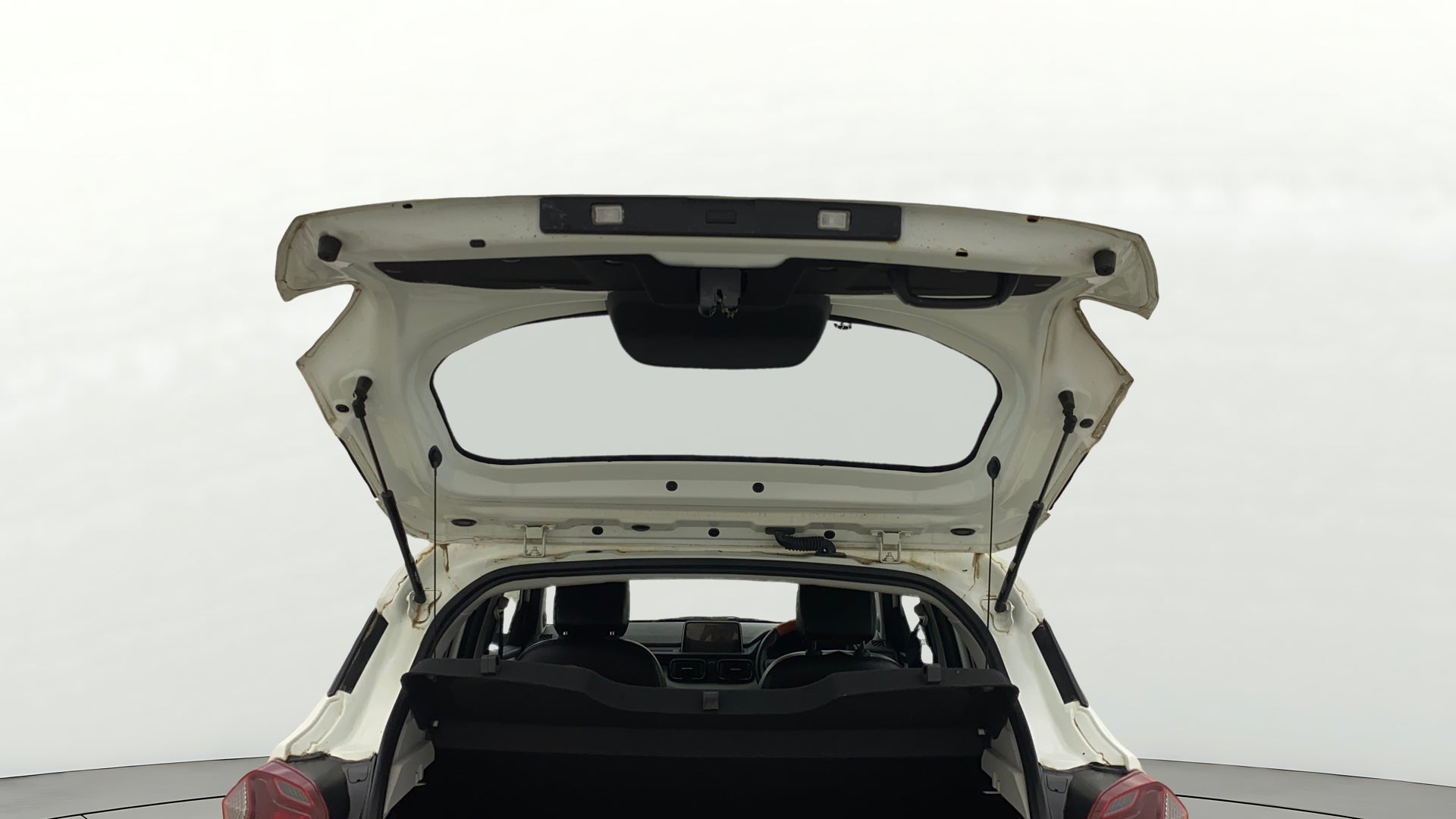 Boot open view of a Orcus White Tata Punch