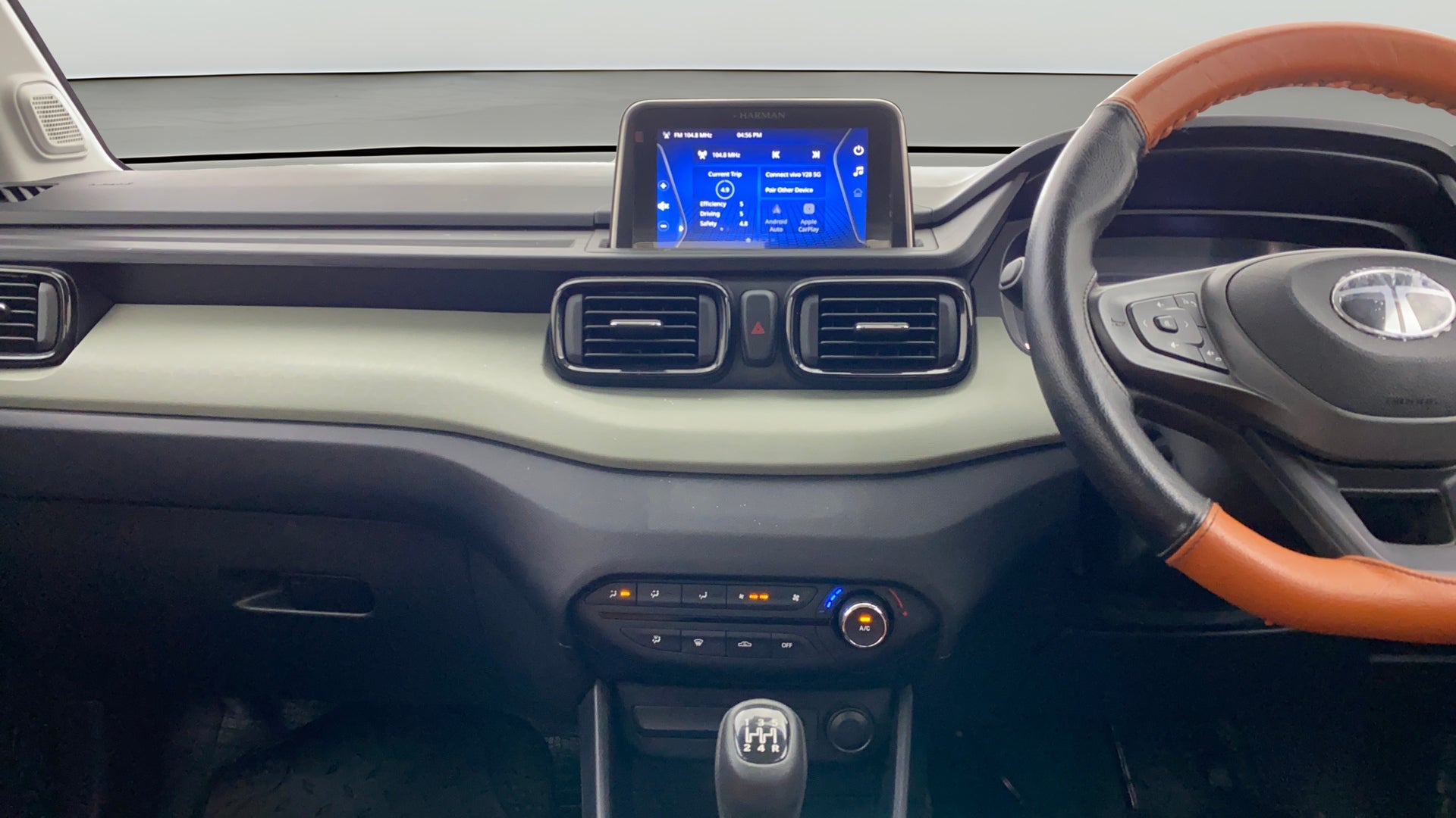 Dashboard and steering wheel of a Tata Punch