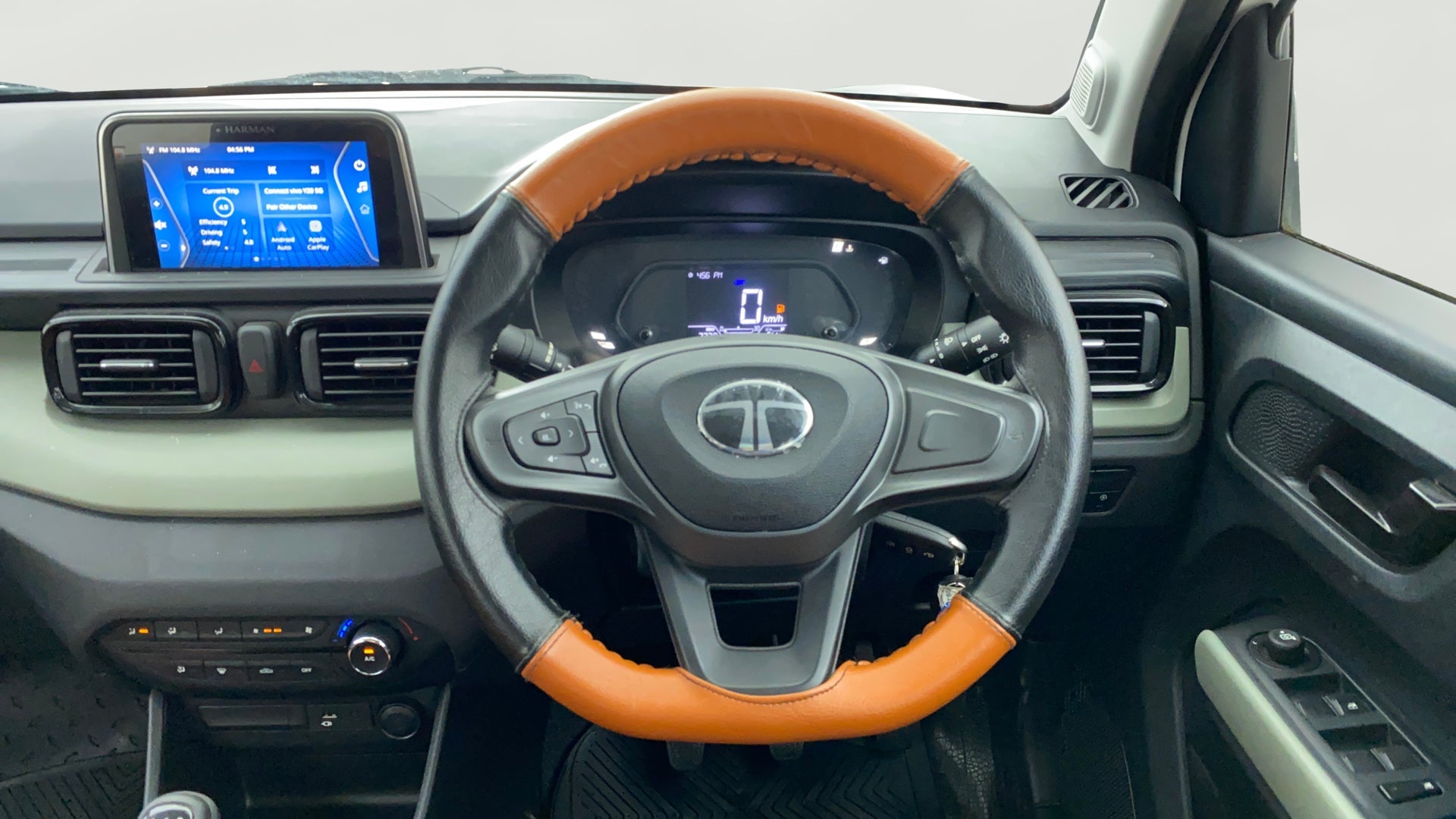 Dashboard and steering wheel view of a Tata Punch