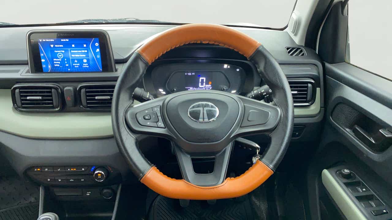 Dashboard and steering wheel view of a Tata Punch