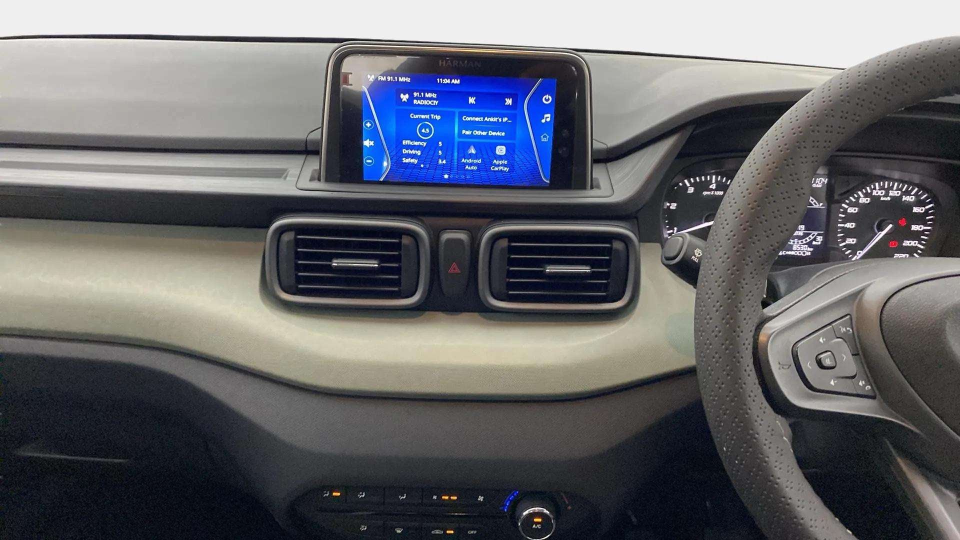 Dashboard and infotainment system of a Tata Punch