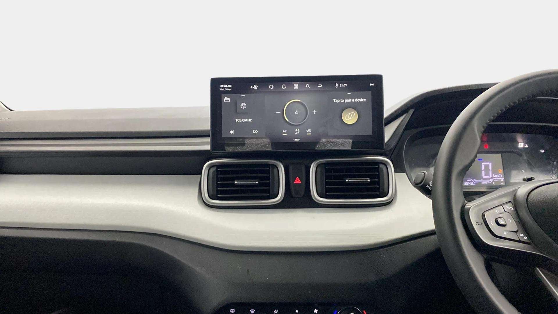 Dashboard and infotainment display of a Tata Punch
