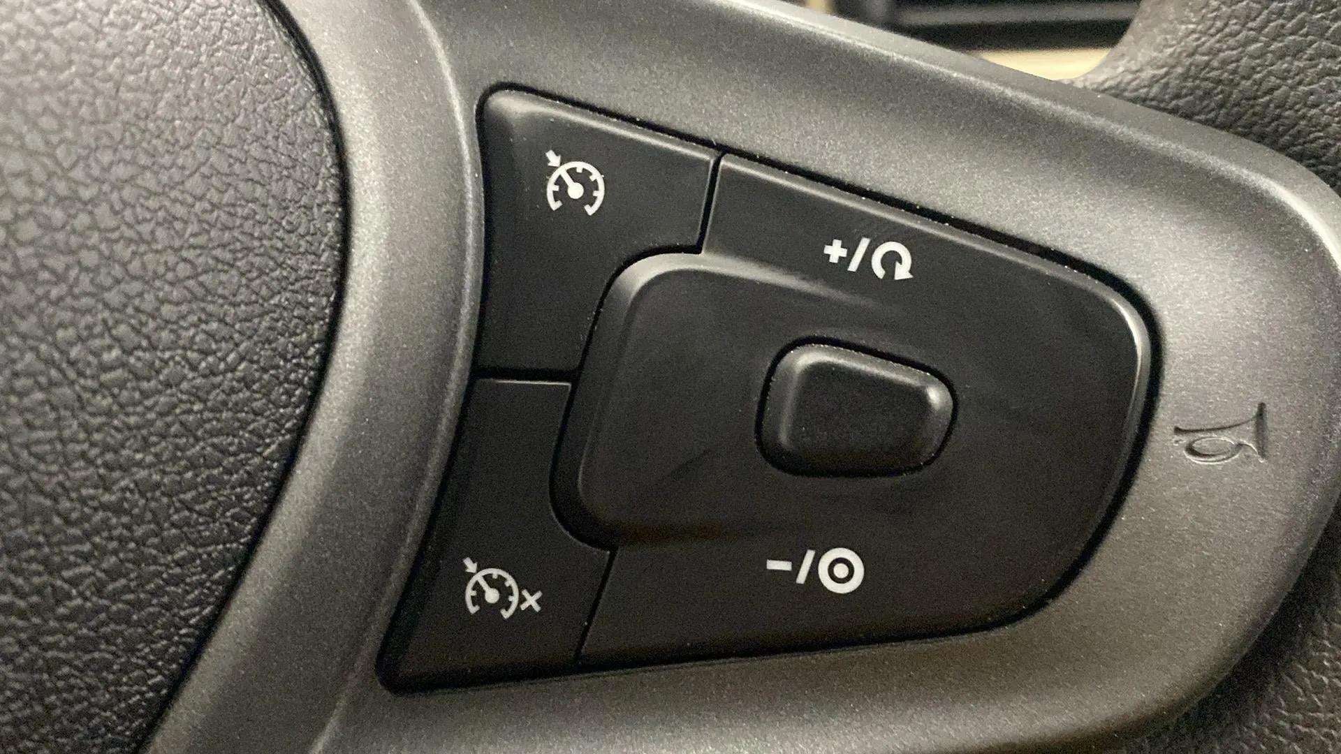 Steering wheel cruise control buttons of a Tata Punch